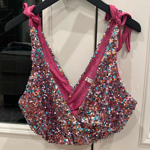 Free people size XS sequin top - Picture 2 of 3